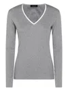 Fabiana Filippi Crewneck Knitwear Contrast Trim In Gray
