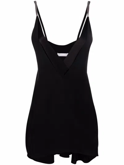 Fabiana Filippi V-neck Metallic Strap Top In Schwarz
