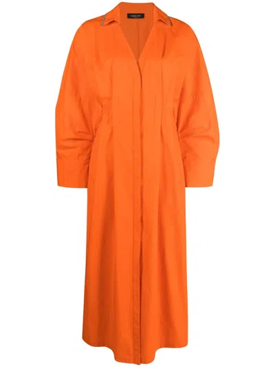 Fabiana Filippi V-neck Midi Dress In Orange