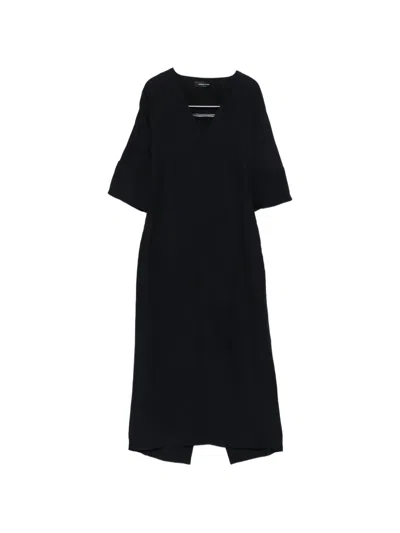 Fabiana Filippi V-neck Midi Flared Dress In Black