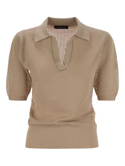 Fabiana Filippi V-neck Short-sleeve Polo Shirt In Neutral