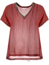 Fabiana Filippi V-neck Short-sleeve T-shirt In Red