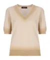 Fabiana Filippi Beige Cotton Sweater With V-neckline In Neutral