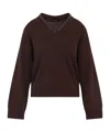Fabiana Filippi Wool Silk Cashmere Blend V Neck Sweater In Brown