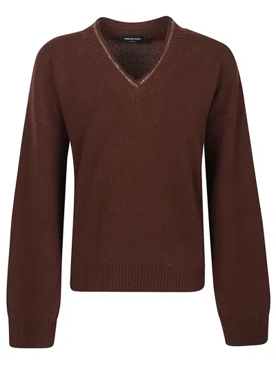 Fabiana Filippi V Neck Sweater In Brown