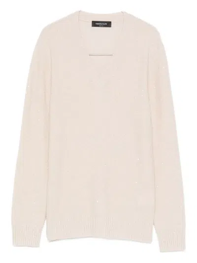 Fabiana Filippi V-neck Sweater In Brown