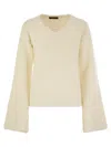 Fabiana Filippi V-neck Sweater In Platinum With Sequins In White