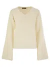 Fabiana Filippi V-neck Sweater In Platinum With Sequins In Neutral