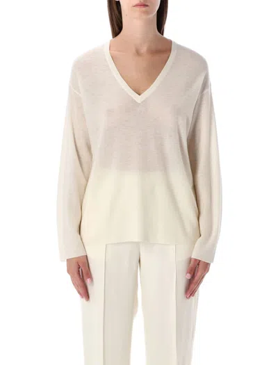 FABIANA FILIPPI FABIANA FILIPPI V-NECK LIGHTWEIGHT SWEATER IVORY