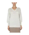Fabiana Filippi V-neck Ribbed Knitwear Long Sleeves In White