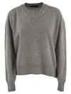 Fabiana Filippi V Neck Sweater With Sequin Trim Detail In Grey