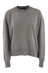 Fabiana Filippi V Neck Sweater With Sequin Trim Detail In Grey