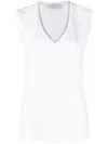 Fabiana Filippi Chic Cotton Jersey T-shirt With Elegant V-neck And Subtle Detailing