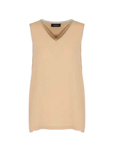 Fabiana Filippi Crepe De Chine Tank Top In Brown