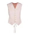 Fabiana Filippi Back Tie Sleeveless V Neck Button Jacket In Pink