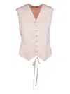 Fabiana Filippi Back Tie Sleeveless V Neck Button Jacket In Pink