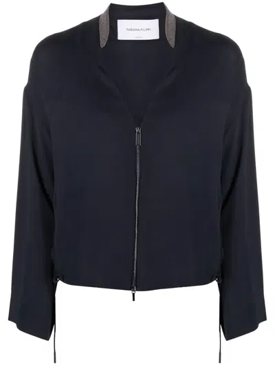 Fabiana Filippi V-neck Zip-up Jacket In Blau
