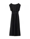 Fabiana Filippi Sleeveless V Neck Dress With Self Belt In Black