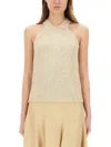 Fabiana Filippi Cotton Knit Tank Top With Sequins