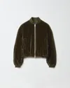 Fabiana Filippi Velvet Bomber Jacket In Green