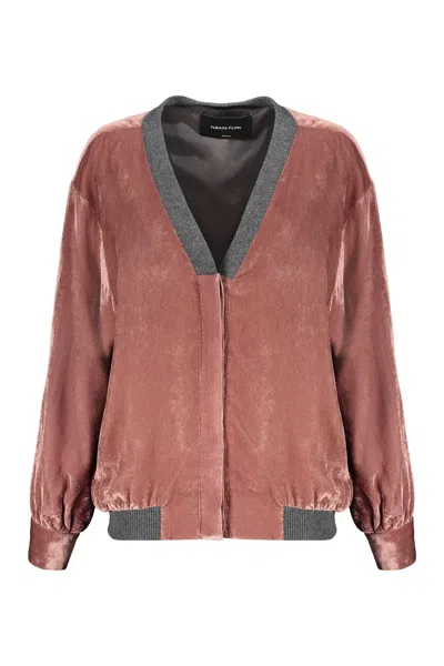 Fabiana Filippi Velvet Bomber Jacket In Pink