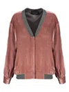 Fabiana Filippi Velvet Bomber Jacket In Pink