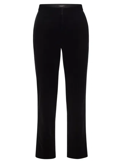 Fabiana Filippi Velvet-textured Regular Fit Trousers With Side Pockets In Black