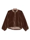 Fabiana Filippi Velvet Zip-up Bomber Jacket In Brown