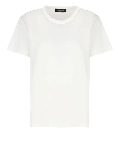 Fabiana Filippi Versatile Cotton T-shirt With Bright Point Details In White