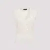 Fabiana Filippi V-neck Vanilla White Virgin Wool Vest In Vaniglia