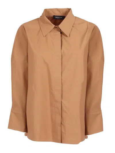 Fabiana Filippi Vimini Poplin Cropped Shirt In Brown