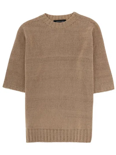 Fabiana Filippi Virgin Wool Blend T-shirt In Beige