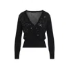 Fabiana Filippi V-neck Wool Blend Cardigan With Front Sequins Detail In Black