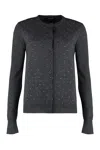 Fabiana Filippi Coreana Rhinestone Studded Cardigan Sweater In Grey