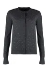 Fabiana Filippi Coreana Rhinestone Studded Cardigan Sweater In Grey