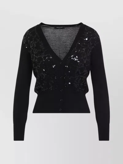 FABIANA FILIPPI VIRGIN WOOL CARDIGAN SEQUIN EMBELLISHMENTS