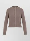 Fabiana Filippi Wool Blend Crew Neck Jacket With Embellished Placket In Brown
