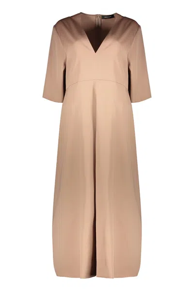 Fabiana Filippi Virgin Wool Dress In Beige