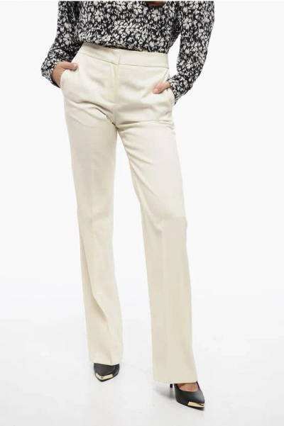Fabiana Filippi Virgin Wool Flared Pants In Ivory