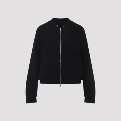 Fabiana Filippi Long Sleeve Bomber Jacket With Ribbed Cuffs In Black