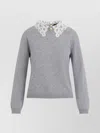 Fabiana Filippi Grey Crewneck Wool Sweater In Gray
