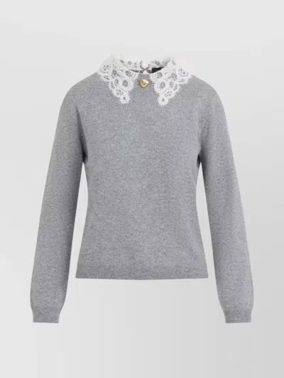 FABIANA FILIPPI VIRGIN WOOL LACE COLLAR PULLOVER
