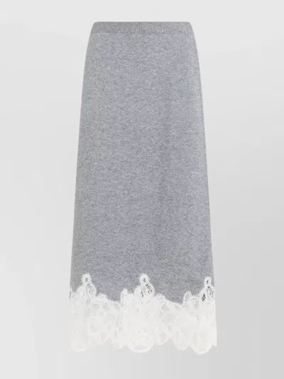 Fabiana Filippi Virgin Wool Lace Trim Midi Skirt