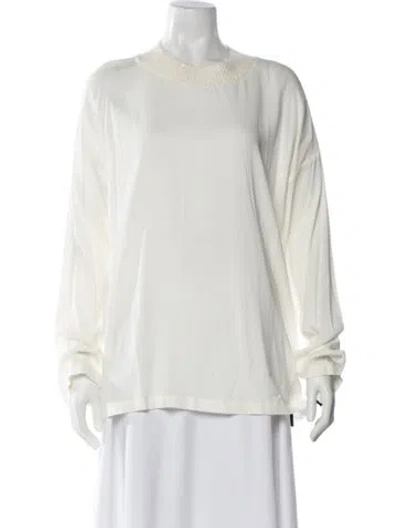 Pre-owned Fabiana Filippi Virgin Wool Scoop Neck Blouse W/ Tags In White