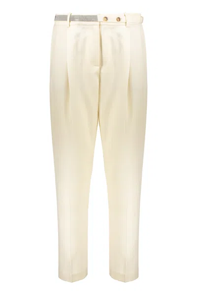 Fabiana Filippi Virgin Wool Trousers In Rafia