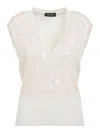 Fabiana Filippi V-neck Vanilla White Virgin Wool Vest In Neutral
