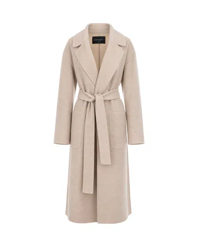Fabiana Filippi Virgin Wool Wrap Coat In Brown