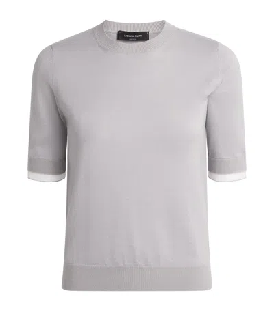 Fabiana Filippi Virgin Wool-cotton T-shirt In Gray