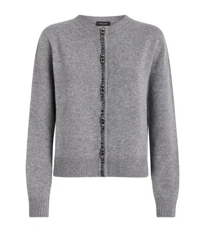 Fabiana Filippi Virgin Wool-silk-cashmere Embellished Cardigan In Gray