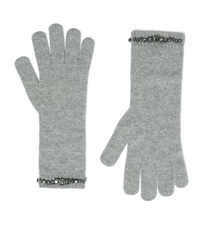 Fabiana Filippi Virgin Wool-silk-cashmere Gloves In Grey